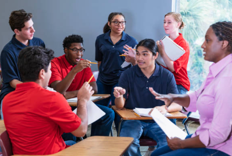 students discussing