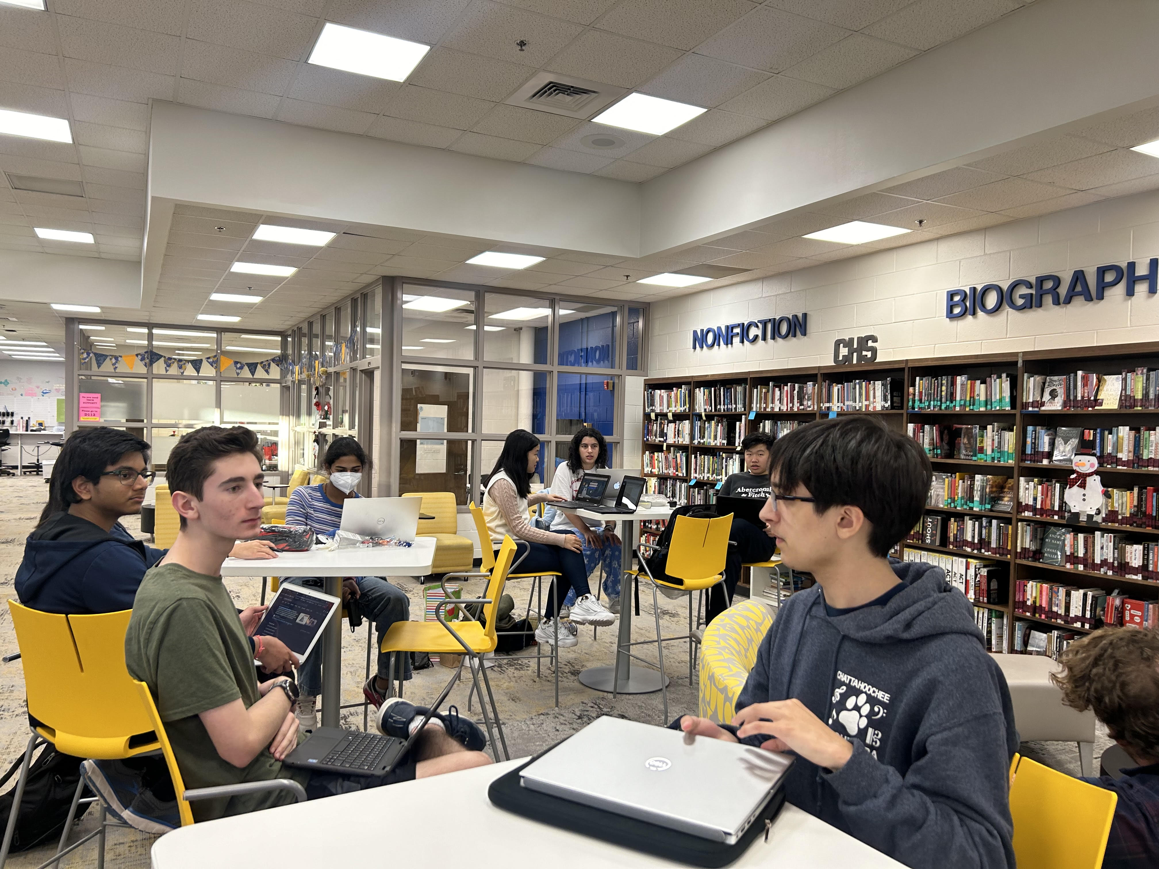 Meeting in our school library.